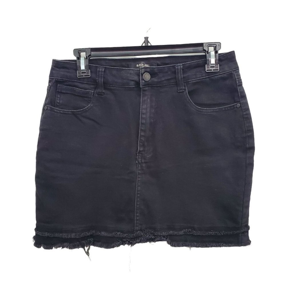 C'est Toi Black Label Women's Black‎ Frayed Hem Denim Mini Skirt Size L